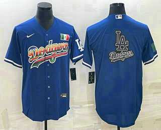 Men%27s Los Angeles Dodgers Big Logo Rainbow Blue Cool Base Nike Jerseys->los angeles dodgers->MLB Jersey